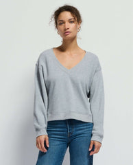 Wyatt Oversized VNeck Sweatshirt Grey - PINK ARROWS