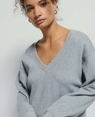 Wyatt Oversized VNeck Sweatshirt Grey - PINK ARROWS