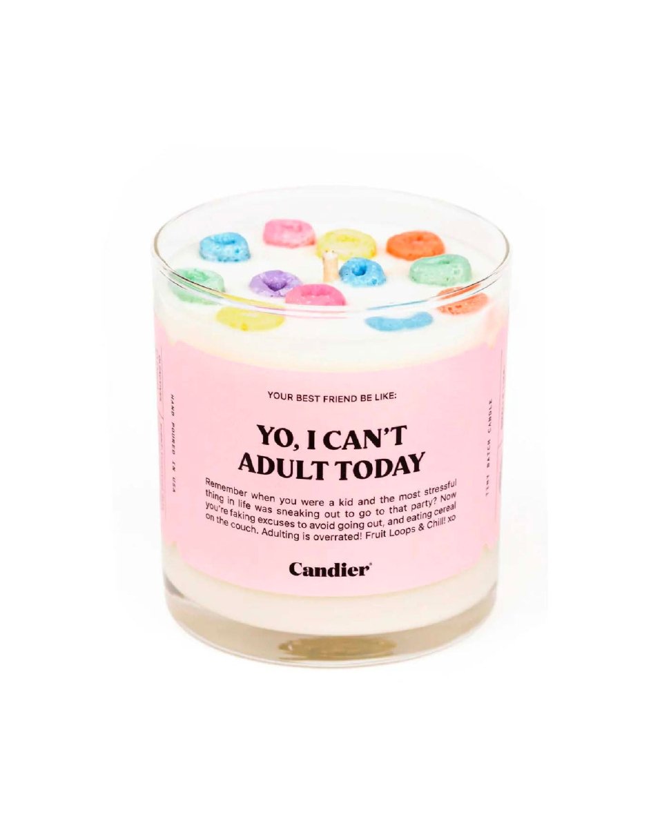 Yo, I Can't Adult Today Cereal Candle - PINK ARROWS