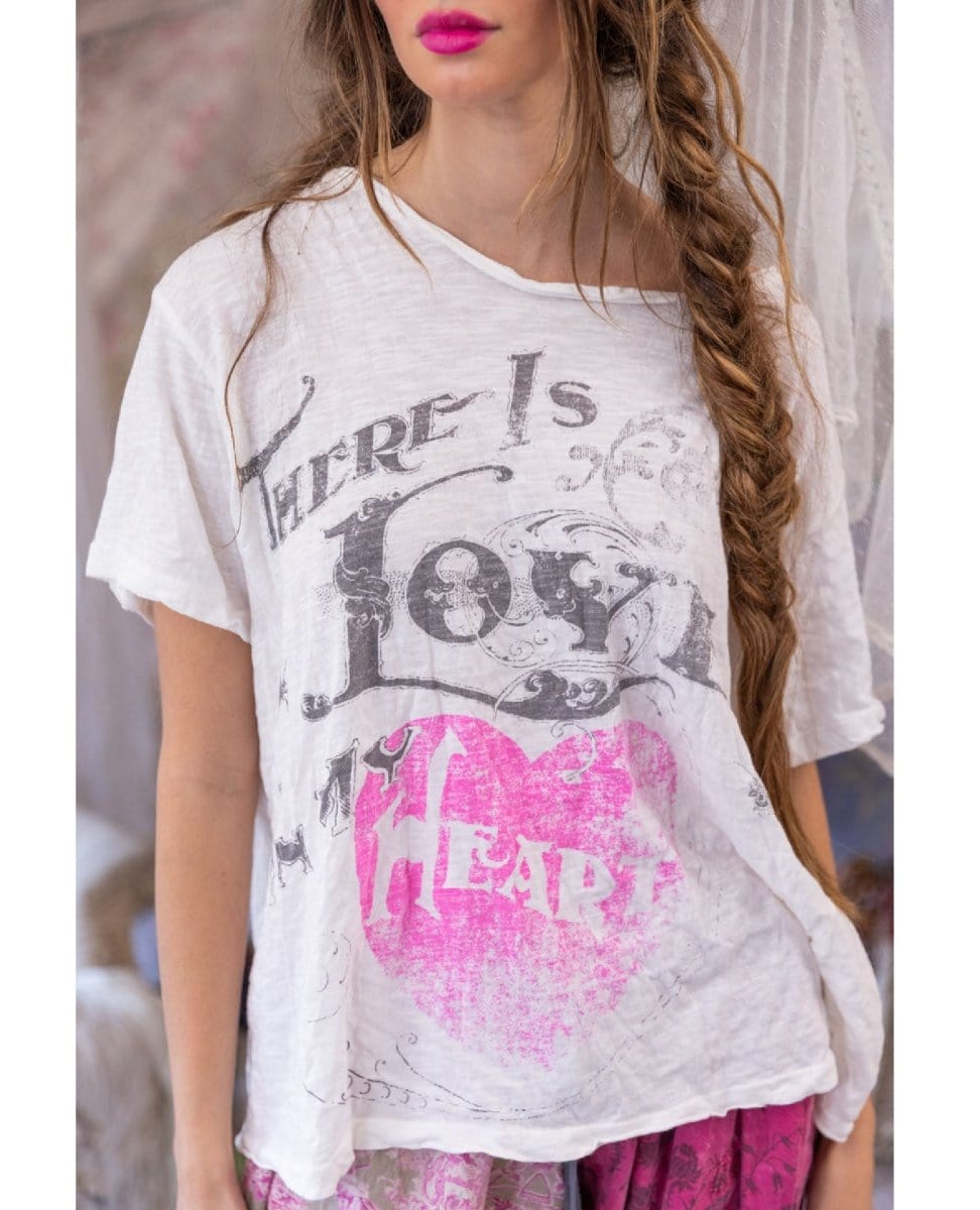 Your Aura Love Vintage White Tee - PINK ARROWS