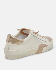 Zina Plush Sneakers White Gold Leather - PINK ARROWS