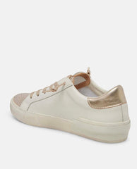 Zina Plush Sneakers White Gold Leather - PINK ARROWS