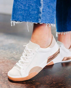 Zina Sneakers White Tan Leather - miamidrugpossession