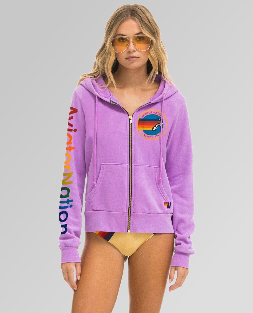 Zip Hoodie Venice Neon Purple - PINK ARROWS