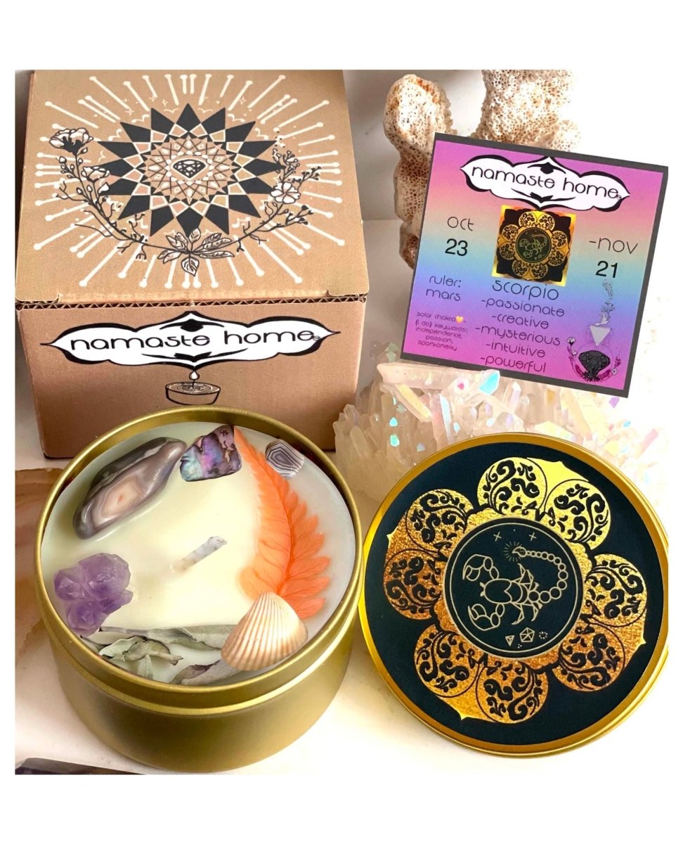 Zodiac Crystal Namaste Candles Assorted Full Size 8 oz - miamidrugpossession