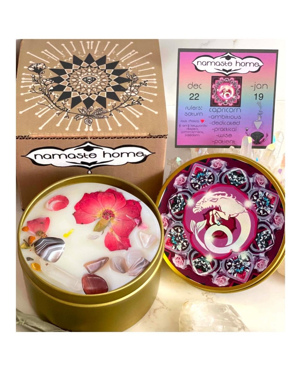 Zodiac Crystal Namaste Candles Assorted - Travel Size 4 oz - miamidrugpossession