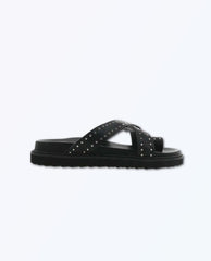 Zori Slides Black Studded Sandal - PINK ARROWS