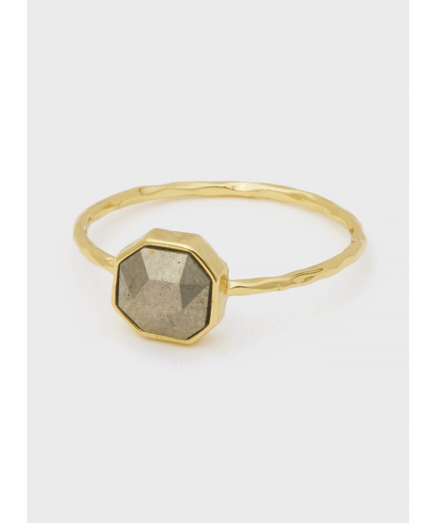 Power Gemstone Pyrite Charm Ring, Gold